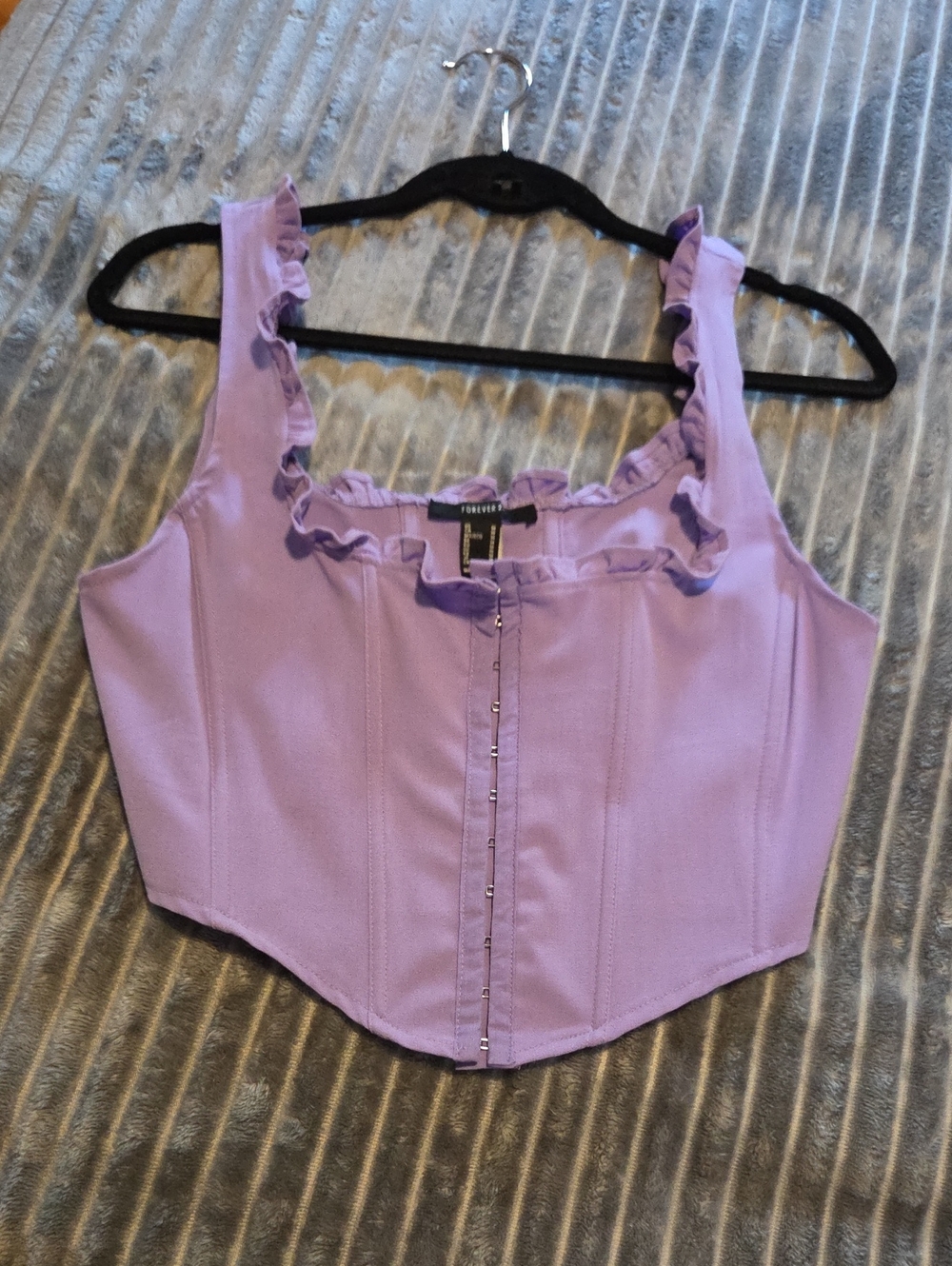 Forever 21 Lilac Ruffle Corset Crop Top